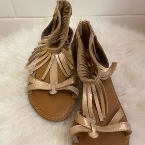 Metallic Bronze Fringe sandals